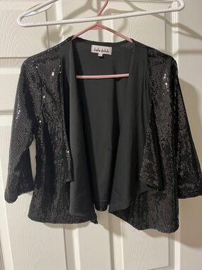 Lady Dutch Black Sequin Open-Front Jacket